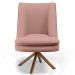 Poltrona Decorativa Base Giratória Pérsia D02 Linho Rosê C-105 Corano Marrom B-38 - Lyam Decor