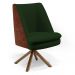 Poltrona Decorativa Base Giratória Pérsia D02 Linho Verde Musgo C-117 Corano Marrom B38 - Lyam Decor