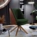 Poltrona Decorativa Base Giratória Pérsia D02 Linho Verde Musgo C-117 Corano Marrom B38 - Lyam Decor