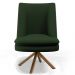 Poltrona Decorativa Base Giratória Pérsia D02 Linho Verde Musgo C-117 Corano Marrom B38 - Lyam Decor