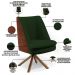 Poltrona Decorativa Base Giratória Pérsia D02 Linho Verde Musgo C-117 Corano Marrom B38 - Lyam Decor