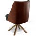 Poltrona Decorativa Base Giratória Pérsia D02 Linho Verde Musgo C-117 Corano Marrom B38 - Lyam Decor