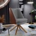 Poltrona Decorativa Base Giratória Pérsia D02 Veludo Cinza C-317 Corano Marrom B-38 - Lyam Decor