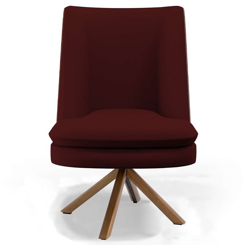 Poltrona Decorativa Base Giratória Pérsia D02 Veludo Marsala C-278 Corano Marrom B-38 - Lyam Decor