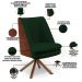 Poltrona Decorativa Base Giratória Pérsia D02 Veludo Verde Musgo C303 Corano Marrom B38 - Lyam Decor