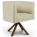 Poltrona Decorativa Base Giratória de Madeira Betina D02 Linho Bege C-129 - Lyam Decor