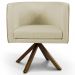 Poltrona Decorativa Base Giratória de Madeira Betina D02 Linho Bege C-129 - Lyam Decor