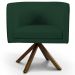 Poltrona Decorativa Base Giratória de Madeira Betina D02 Linho Verde Musgo C-117 - Lyam Decor