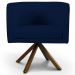 Poltrona Decorativa Base Giratória de Madeira Betina D02 Veludo Azul Oxford C-304 - Lyam Decor