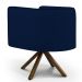 Poltrona Decorativa Base Giratória de Madeira Betina D02 Veludo Azul Oxford C-304 - Lyam Decor
