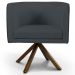 Poltrona Decorativa Base Giratória de Madeira Betina D02 Veludo Cinza C-317 - Lyam Decor