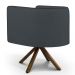 Poltrona Decorativa Base Giratória de Madeira Betina D02 Veludo Cinza C-317 - Lyam Decor