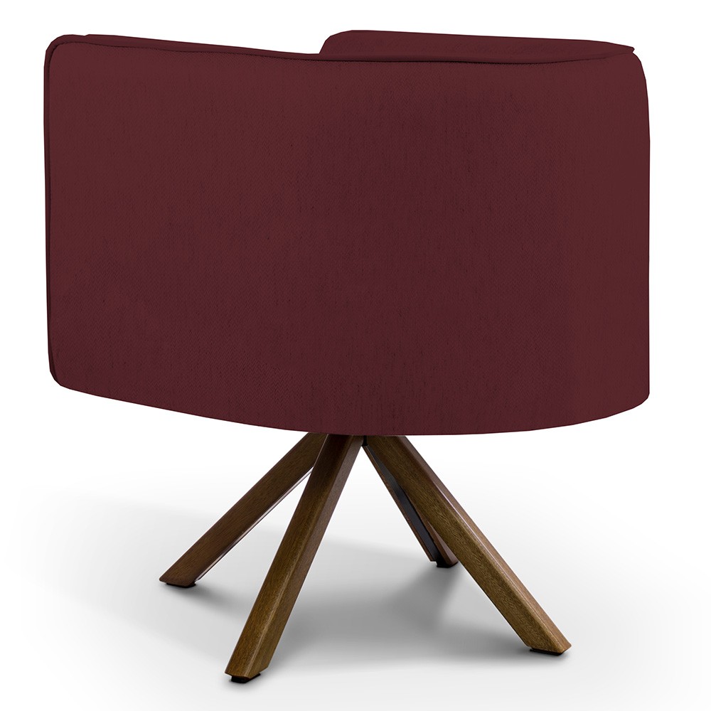 Poltrona Decorativa Base Giratória de Madeira Betina D02 Veludo Marsala C-278 - Lyam Decor