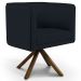 Poltrona Decorativa Base Giratória de Madeira Betina D02 Veludo Preto C-300 - Lyam Decor