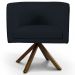 Poltrona Decorativa Base Giratória de Madeira Betina D02 Veludo Preto C-300 - Lyam Decor