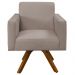 Poltrona Decorativa Base Giratória de Madeira Helô L02 Linho Bege Couríssimo Camel - Lyam Decor