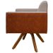 Poltrona Decorativa Base Giratória de Madeira Helô L02 Linho Bege Couríssimo Camel - Lyam Decor