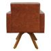 Poltrona Decorativa Base Giratória de Madeira Helô L02 Linho Bege Couríssimo Camel - Lyam Decor