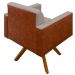 Poltrona Decorativa Base Giratória de Madeira Helô L02 Linho Bege Couríssimo Camel - Lyam Decor