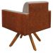 Poltrona Decorativa Base Giratória de Madeira Helô L02 Linho Bege Couríssimo Camel - Lyam Decor
