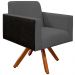 Poltrona Decorativa Base Giratória de Madeira Helô L02 Linho Chumbo Couríssimo Preto - Lyam Decor
