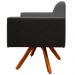 Poltrona Decorativa Base Giratória de Madeira Helô L02 Linho Chumbo Couríssimo Preto - Lyam Decor