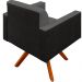 Poltrona Decorativa Base Giratória de Madeira Helô L02 Linho Chumbo Couríssimo Preto - Lyam Decor