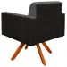 Poltrona Decorativa Base Giratória de Madeira Helô L02 Linho Chumbo Couríssimo Preto - Lyam Decor