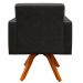 Poltrona Decorativa Base Giratória de Madeira Helô L02 Linho Chumbo Couríssimo Preto - Lyam Decor