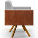 Poltrona Decorativa Base Giratória de Madeira Helô L02 Linho Cinza Couríssimo Camel - Lyam Decor