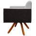 Poltrona Decorativa Base Giratória de Madeira Helô L02 Linho Cinza Couríssimo Preto - Lyam Decor
