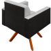 Poltrona Decorativa Base Giratória de Madeira Helô L02 Linho Cinza Couríssimo Preto - Lyam Decor