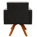 Poltrona Decorativa Base Giratória de Madeira Helô L02 Linho Cinza Couríssimo Preto - Lyam Decor