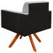 Poltrona Decorativa Base Giratória de Madeira Helô L02 Linho Cinza Couríssimo Preto - Lyam Decor