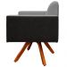 Poltrona Decorativa Base Giratória de Madeira Helô L02 Linho Cinza Escuro Couríssimo Preto - Lyam Decor