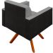 Poltrona Decorativa Base Giratória de Madeira Helô L02 Linho Cinza Escuro Couríssimo Preto - Lyam Decor