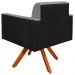 Poltrona Decorativa Base Giratória de Madeira Helô L02 Linho Cinza Escuro Couríssimo Preto - Lyam Decor