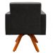 Poltrona Decorativa Base Giratória de Madeira Helô L02 Linho Cinza Escuro Couríssimo Preto - Lyam Decor
