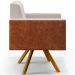 Poltrona Decorativa Base Giratória de Madeira Helô L02 Linho Cru Couríssimo Camel - Lyam Decor