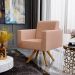 Poltrona Decorativa Base Giratória de Madeira Helô L02 Linho Rosê - Lyam Decor