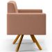 Poltrona Decorativa Base Giratória de Madeira Helô L02 Linho Rosê - Lyam Decor