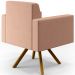 Poltrona Decorativa Base Giratória de Madeira Helô L02 Linho Rosê - Lyam Decor