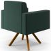 Poltrona Decorativa Base Giratória de Madeira Helô L02 Linho Verde Musgo - Lyam Decor