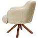 Poltrona Decorativa Base Giratória de Madeira Jade D02 Linho Bege C-129 - Lyam Decor