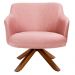 Poltrona Decorativa Base Giratória de Madeira Jade D02 Linho Rosa C-105 - Lyam Decor