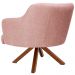 Poltrona Decorativa Base Giratória de Madeira Jade D02 Linho Rosa C-105 - Lyam Decor