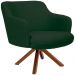 Poltrona Decorativa Base Giratória de Madeira Jade D02 Linho Verde C-117 - Lyam Decor