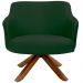 Poltrona Decorativa Base Giratória de Madeira Jade D02 Linho Verde C-117 - Lyam Decor