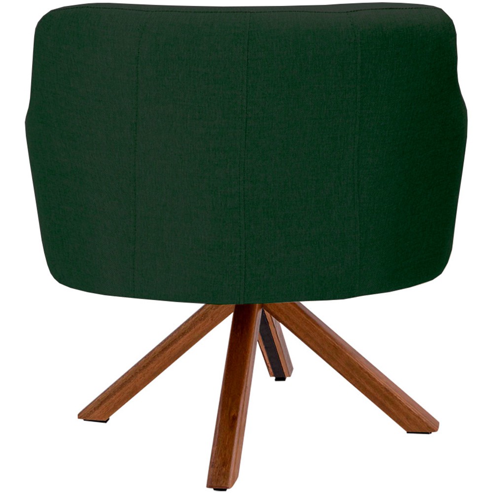 Poltrona Decorativa Base Giratória de Madeira Jade D02 Linho Verde C-117 - Lyam Decor