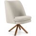 Poltrona Decorativa Base Giratória de Madeira Pérsia D02 Linho Bege C-107 - Lyam Decor